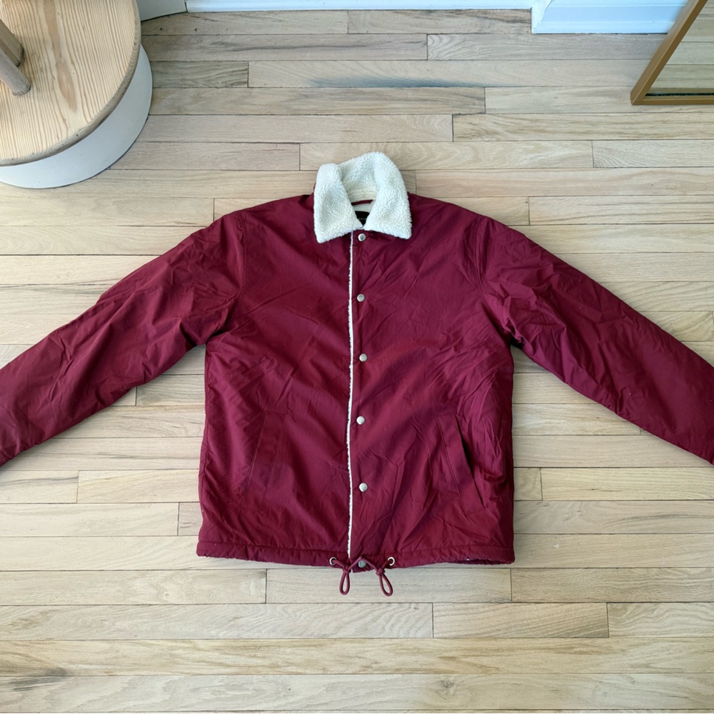 Standard Cloth - Men's Burgundy Jacket with Cream Collar - Size Small